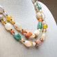 Vintage mixed quartz moss agate mixed size bead necklace