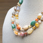 Vintage mixed quartz moss agate mixed size bead necklace