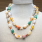 Vintage mixed quartz moss agate mixed size bead necklace