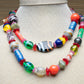 Art Glass  beads multi colored vintage necklace